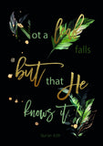 Not a leaf falls, Black- Foiled Islamic Art Print - Silver Lining UK