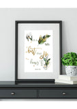 Not a leaf falls, White- Foiled Islamic Art Print - Silver Lining UK